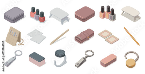 Manicure linear icons set – outline, beauty, nail care essentials