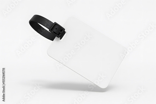 Blank luggage tag mockup closeup isolated on white background
