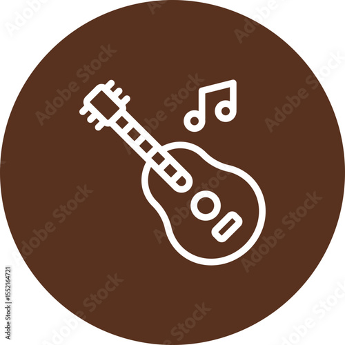 Mexican Guitarist Vector Line Icon Design