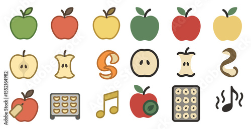 Fresh fruit outline icons set – healthy, natural, apple and nutrition graphics