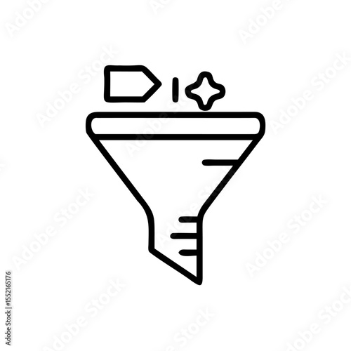 Handdrawn Line Art Funnel Data Analysis Icon Tag Filter Symbol vector
