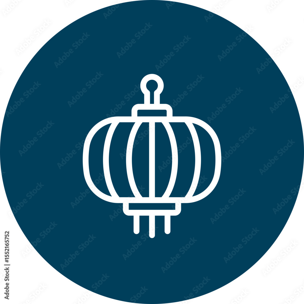 Fototapeta premium Red Paper Lantern Vector Line Icon Design