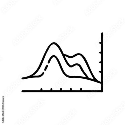 Handdrawn Line Data Analysis Graph Chart Showing Peaks and Valleys Statistical Representation