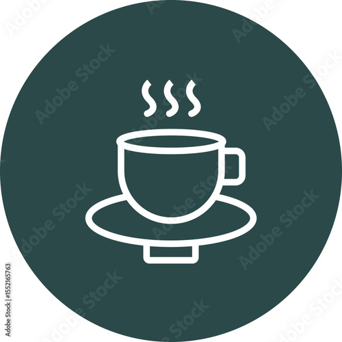 Chinese Tea Cup Vector Line Icon Design