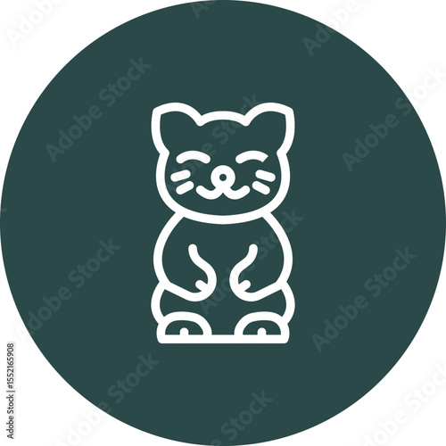 Lucky Cat Vector Line Icon Design