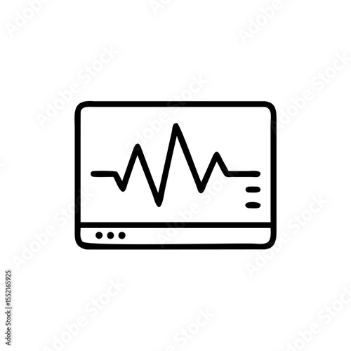 Handdrawn Lineart Data Analysis Heartbeat Monitor Screen Graphic vector