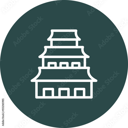 Chinese Temple Vector Line Icon Design