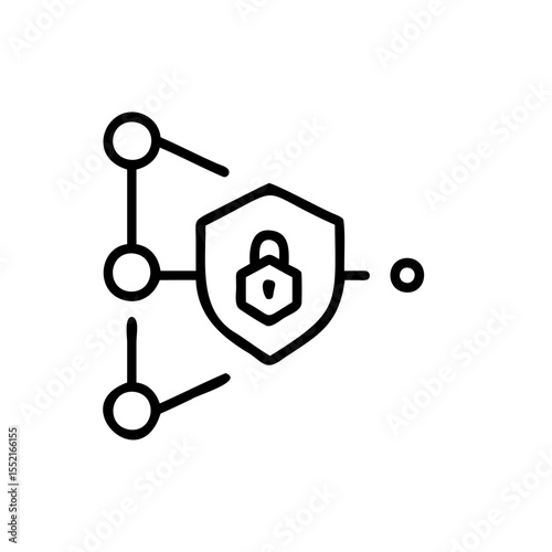 Handdrawn Line Art Icon Network Data Security Shield Lock analysis