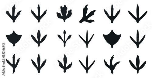Animal tracks silhouette icons set – solid, filled, wildlife and nature symbols
