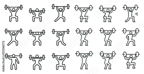 Fitness and exercise line icons set – outline, workout, gym and training symbols