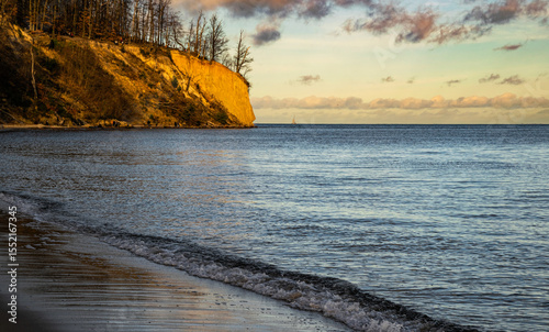 Fototapeta Naklejka Na Ścianę i Meble -  Orlowo cliff and sandy beach on the coast of the Baltic Sea in Gdynia