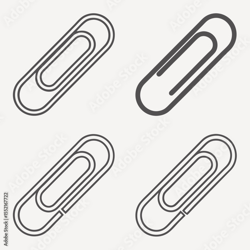 Four Distinct Paperclip Illustrations Featuring Unique Designs and Varying Styles