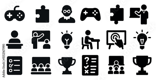 Education and training icons set – solid, filled, learning and teaching symbols