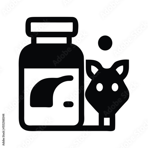 Animal Supplement Icon – Veterinary Nutrition, Health Additive Vector for Livestock