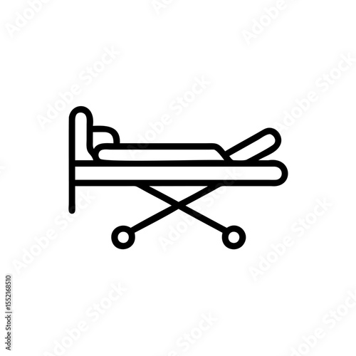 Handdrawn Line Art Hospital Bed Icon Medical Emergency Patient Care Stretcher Wheels