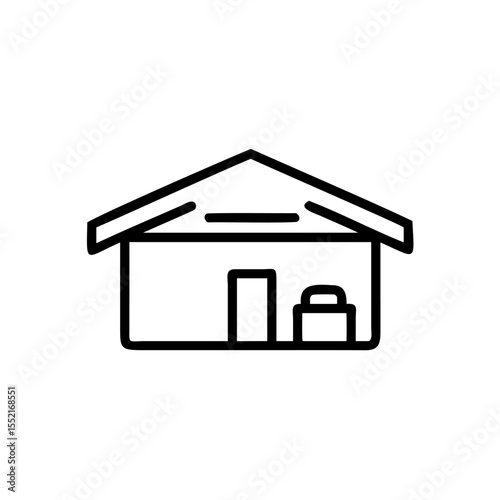 Handdrawn Line Art House Icon Warehouse Storage Building Energy Emergency Supply