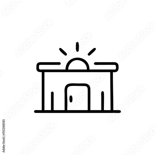Handdrawn Line Art Building Icon Simple Sun Energy Emergency Service vector