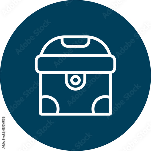 Treasure Chest Vector Line Icon Design