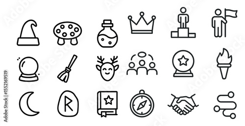 Wallpaper Mural Magical silhouette icons set – fantasy, enchanted, witchcraft symbol collection Torontodigital.ca