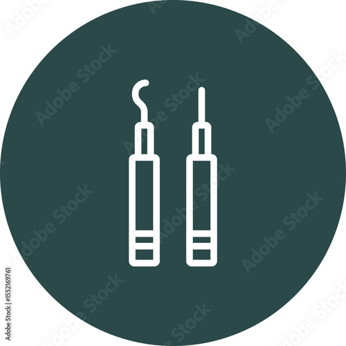 Dental Probe Vector Line Icon Design