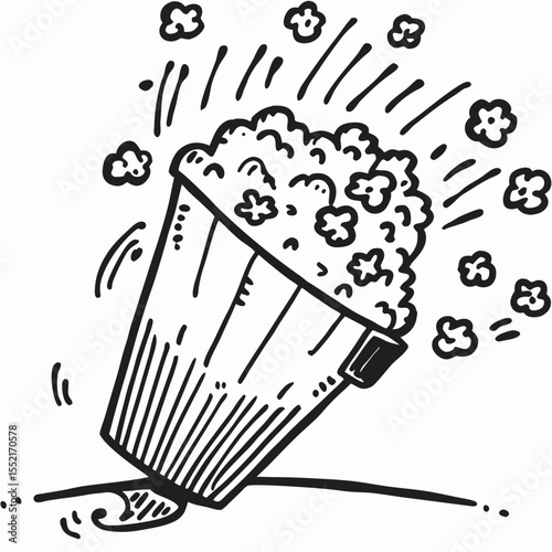 Spilling Popcorn Bucket Cartoon Illustration