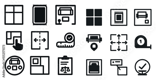 Construction and architecture icons set – outline, linear, building and planning tools