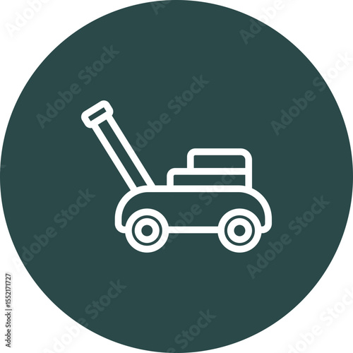 Lawn Mower Vector Line Icon Design