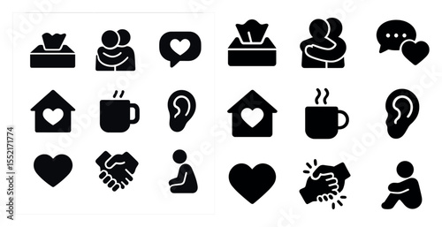 Health and wellness solid icons set – filled, silhouette, fitness and care symbols