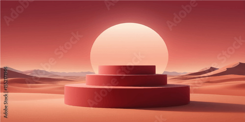 Red Christmas balls glisten against a winter landscape with red and white snow, reflecting the orange and