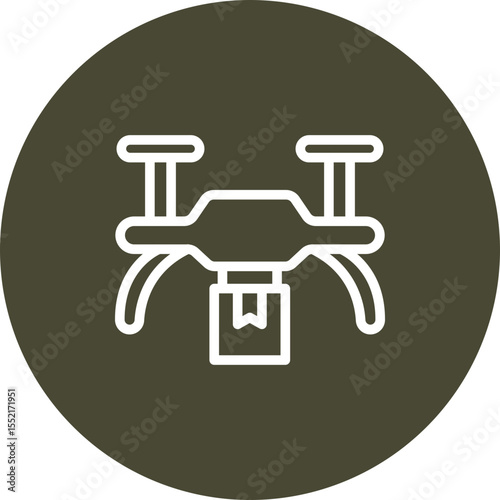 Drone Delivery Vector Line Icon Design
