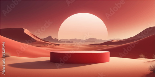 Winter desert mountains at sunset with red and orange clouds across the sky