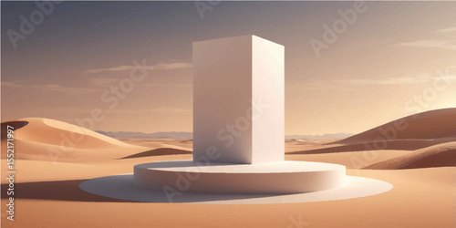 A lone camel in the desert against an open sky, illuminated by warm light, conjures a concept of business design with architectural lines
