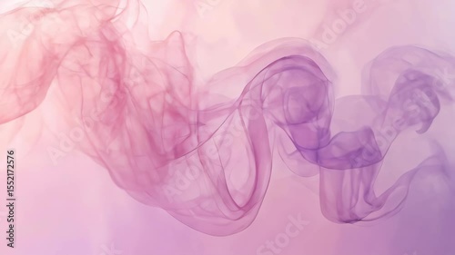 Delicate wisps of pink smoke swirl in a surreal setting, seamlessly merging into a soft pastel gradient	
