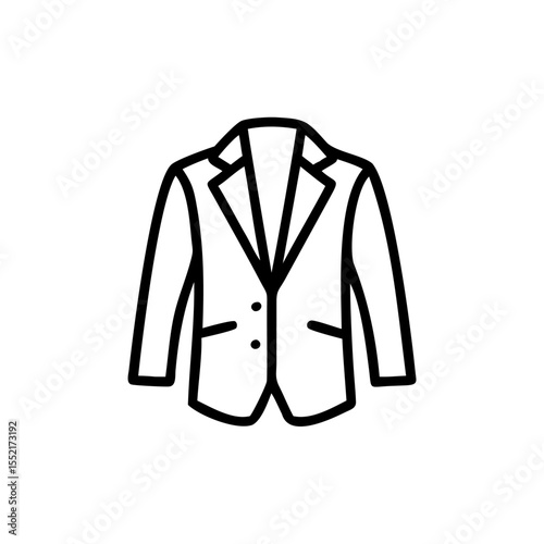 Handdrawn Outline of a Mens Blazer Jacket Three Buttons Formal Wear clothing fashion