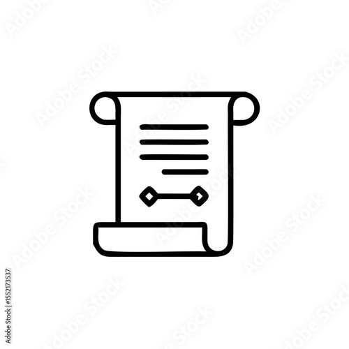 Handdrawn Line Art Scroll Family Wedding Document Icon vector