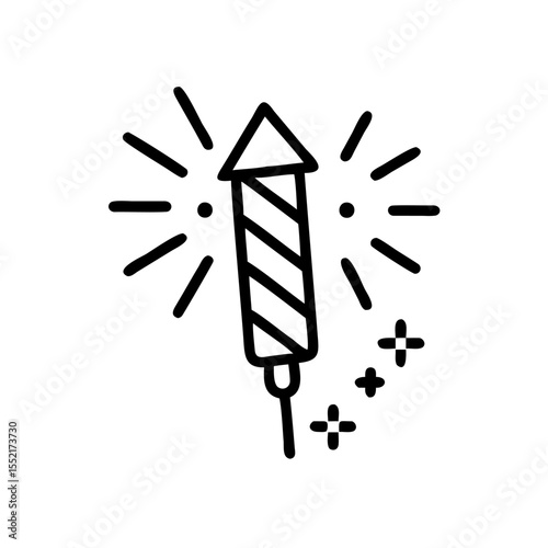 Handdrawn Line Art Fireworks Rocket Celebration Sparkler Design Element party