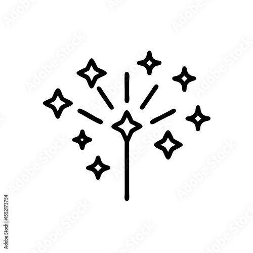 Line Art Sparkler Fireworks Celebration Design Element Handdrawn Style Family Wedding Icon