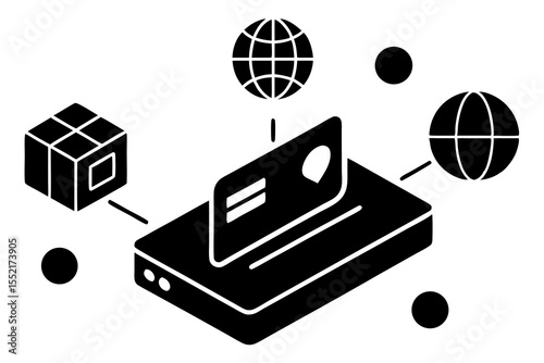 Future of Digital Transactions: Holographic Payment Interface with 3D Icons – AI, Virtual Card & Global Transfer