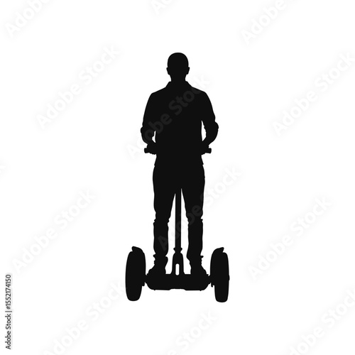 Silhouette of a person riding a self-balancing scooter: A striking silhouette captures a person confidently riding a self-balancing scooter, offering a futuristic view and highlighting mobility.