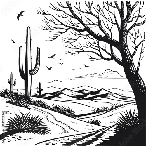 black-silhouette-vector-of-desert-landscapes--whit (1)