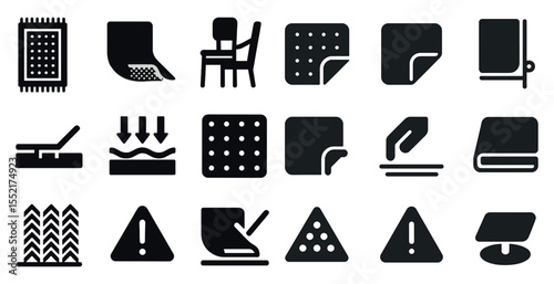 Home and decor solid icons set – furniture, style, interior and design tools collection