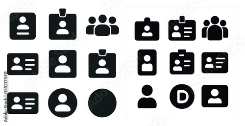 Business identity icons set – solid, filled, corporate and professional symbols