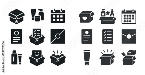 Digital delivery solid icons set – flat, silhouette, shipping and logistics symbols