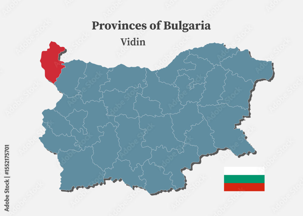 Fototapeta premium Vector map of Bulgaria - Vidin Province