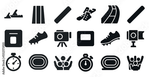 Sports and fitness silhouette icons set – solid, filled, exercise and activity symbols