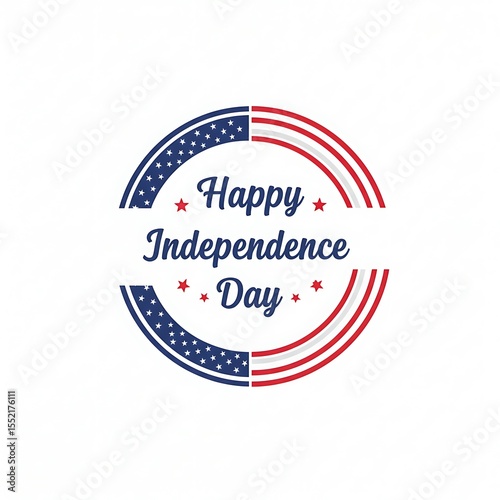 Circular American badge graphic with Happy Independence Day celebration design
