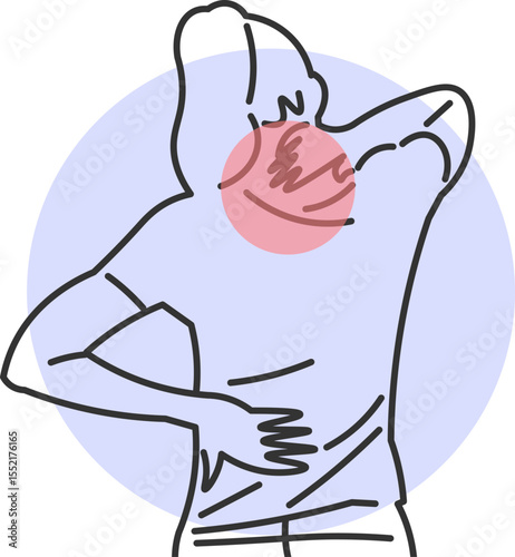 Woman with severe pain in the neck area
