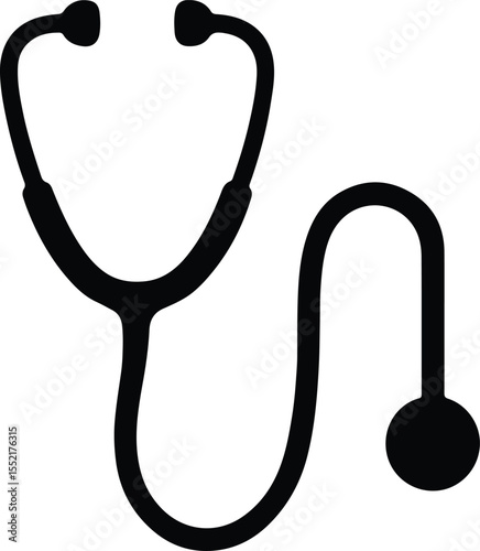 Silhouette Stethoscope medical device symbol healthcare black Vector Illustration