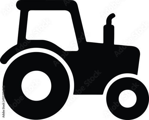 Silhouette Tractor isolated agricultural machinery heavy equipment Vector Illustration