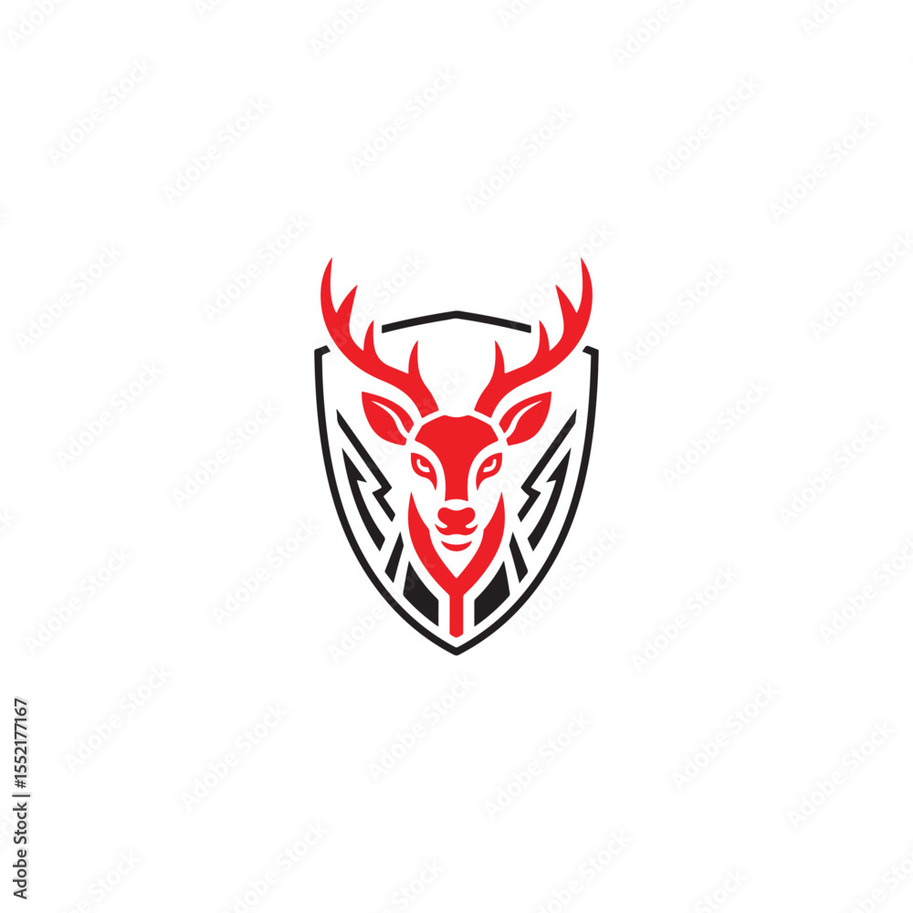 Obraz premium Deer Head Shield Emblem